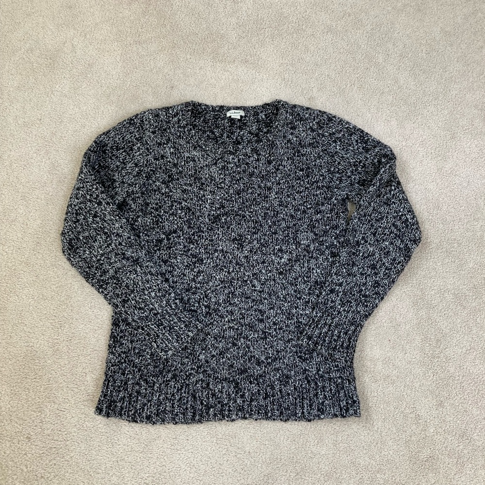 L.L. Bean 100% Cotton Black and White Sweater - Small